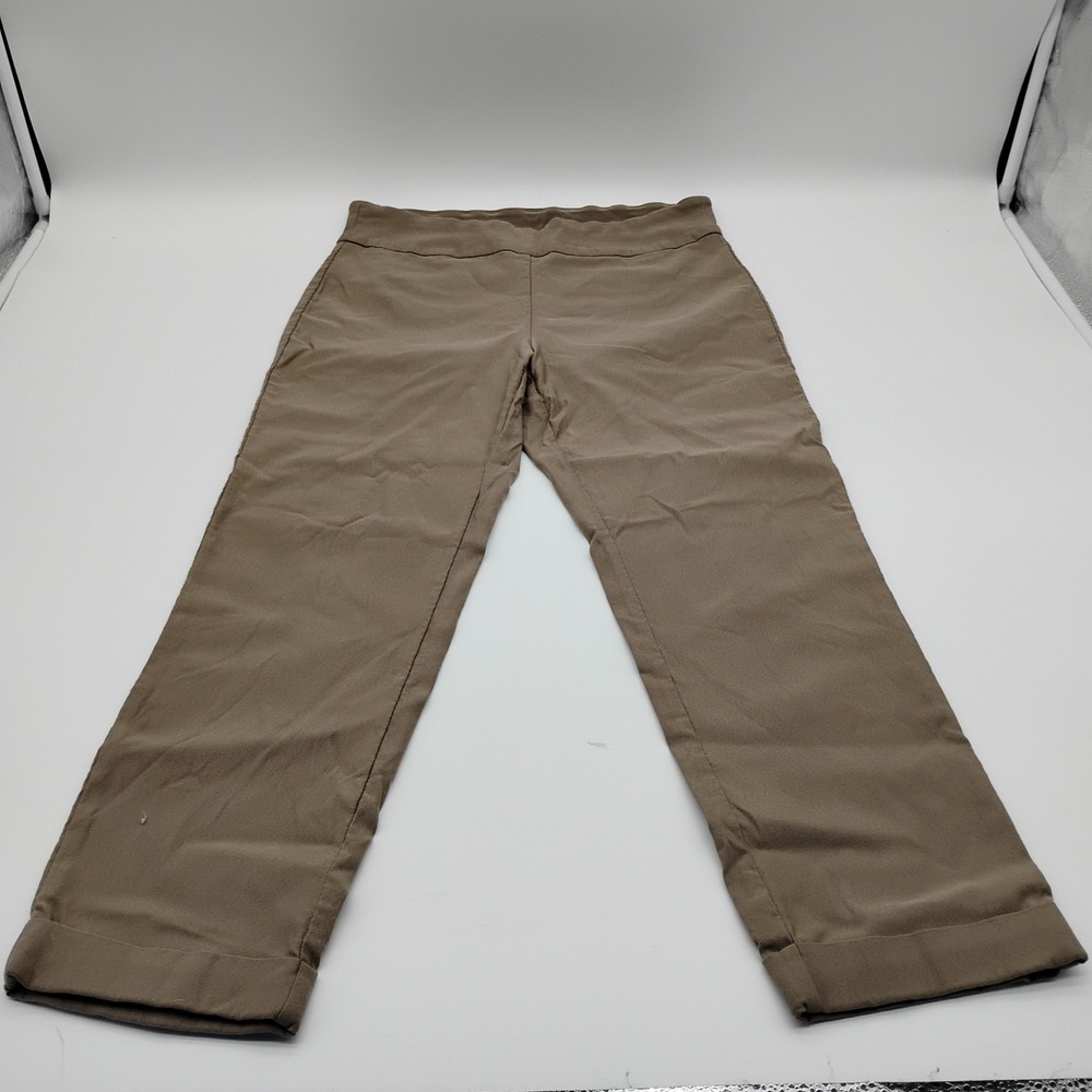 Tribal Womens Taupe Brown Pull On Cropped Cuffed Pants Style 8404T-2485 Size 12